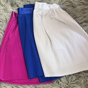 Pleated Girl’s Skort Set - Pink, Blue, and White